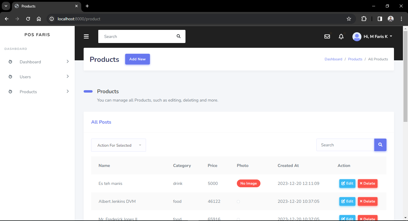 Struktur backend POS berbasis Laravel